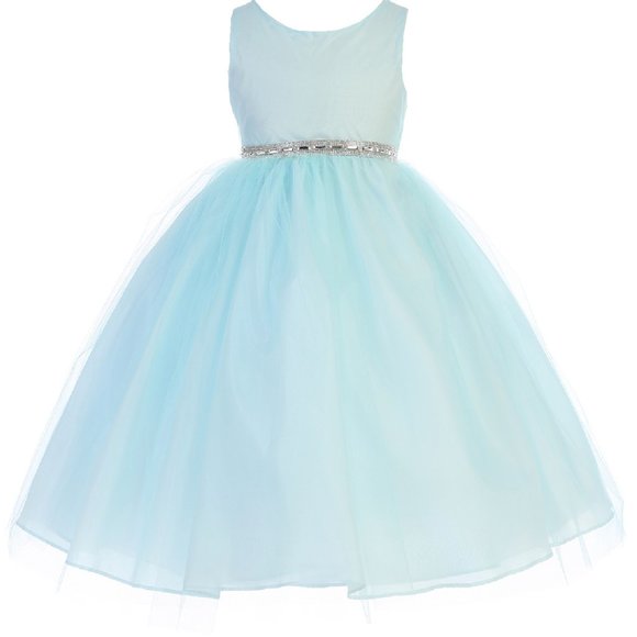 Little Girls Sparkle Rhinestone Tulle Easter Wedding Summer Flower Girl Dress - Picture 1 of 3
